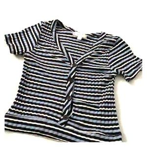 Black, blue & white stripped shirt